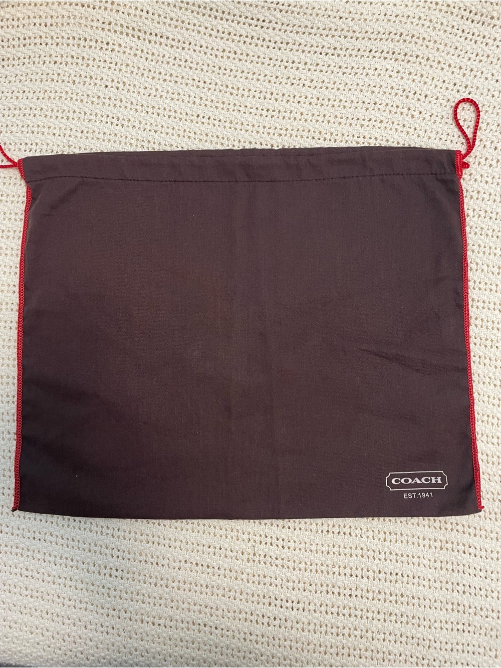 Coach Black Drawstring Dust Bag with Red Trim